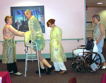 John Tull Walks with both therapists and his sister Janey.