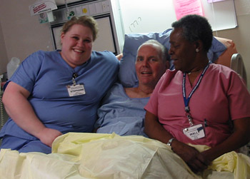 John with Wally and Stephanie, the therapists who made all the difference at Kindred