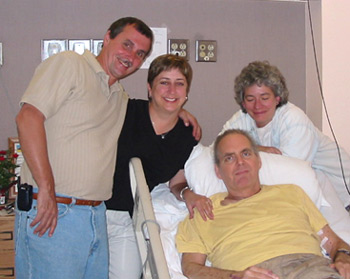 Paul and Sally, Lucinda and Tull at rehab (5-03)